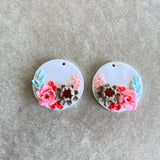 Pink and Neutral Floral Dangles