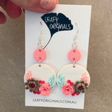 Pink and Neutral Floral Dangles